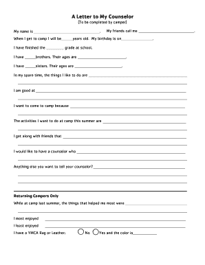 Camper Counselor Introduction Letter