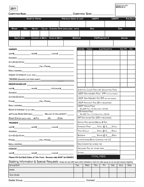 USEF Horse Competition Entry Form