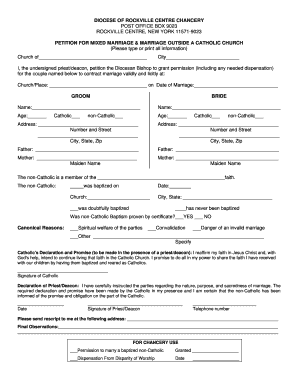Petition for Mixed Marriage and Marriage Outside Catholic Church
