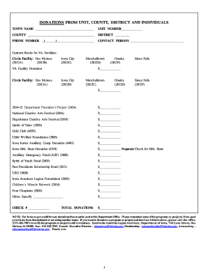 American Legion Auxiliary Donation Form