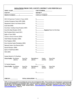 American Legion Auxiliary Donation Form