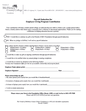 Payroll Deduction for Employee Giving Program Contribution