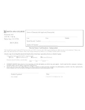 Financial Aid Marital Status Confirmation Form