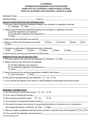 California Bail Solicitation Form
