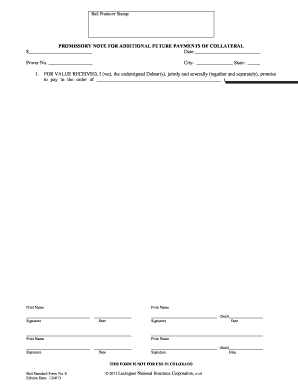 Promissory Note for Bail Bond Collateral