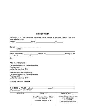 Deed of Trust Satisfaction Form