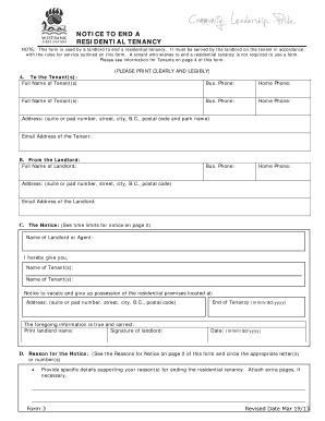 Notice to End a Residential Tenancy