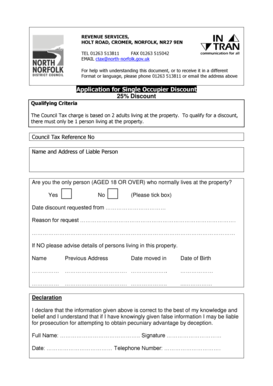 UK Council Tax Single Occupier Discount Application