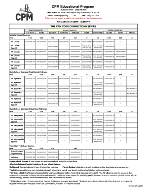 CPM Educational Program Order Form