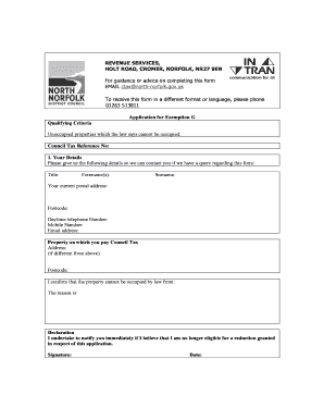 UK Council Tax Exemption Application