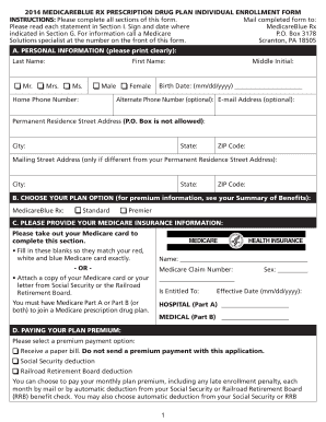 2014 MedicareBlue Rx Enrollment Form