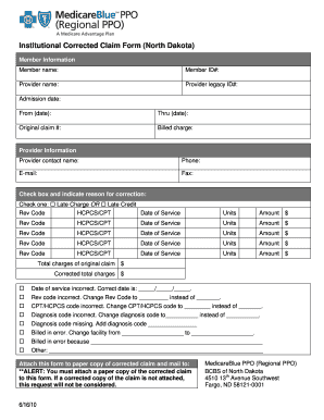 Institutional Corrected Claim Form