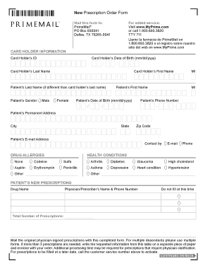 New Prescription Order Form