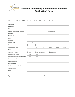 National Officiating Accreditation Scheme Application Form