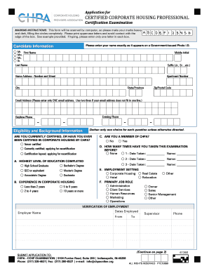 Certified Corporate Housing Professional Exam Application