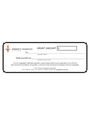 Grant Award Certificate