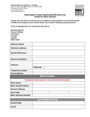 Housing Benefit Direct Payment Authorization Form