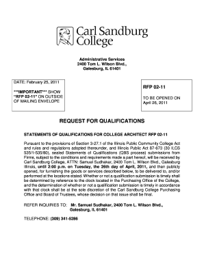 REQUEST FOR QUALIFICATIONS - Carl Sandburg College