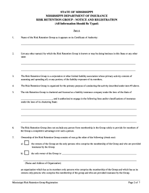 REGISTRATION REQUIREMENTS FOR RISK RETENTION GROUPS