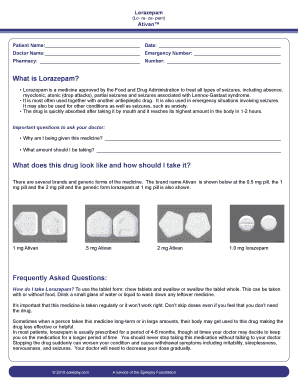 Lorazepam Medication Information Form