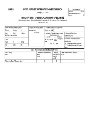 Form 3 Initial Statement of Beneficial Ownership