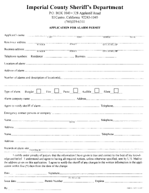 Imperial County Alarm Permit Application