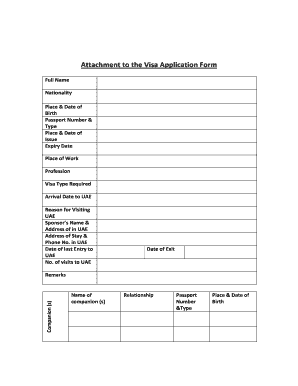 Visa Application Form Attachment