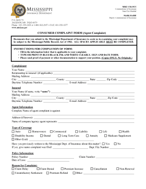 Mississippi Agent Complaint Form
