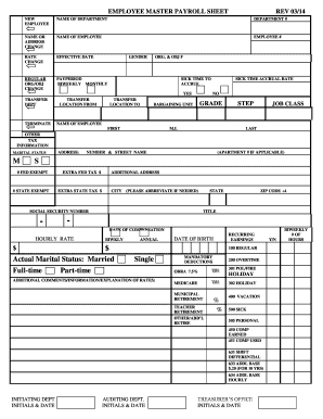 Employee Master Payroll Sheet