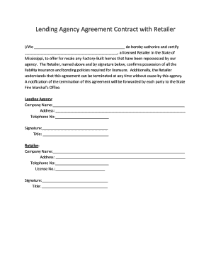 Lending Agency Retailer Agreement