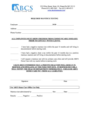 Mantoux Test Consent Form