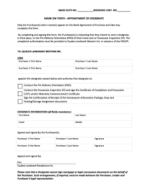 Mark Suite Appointment of Designate Form