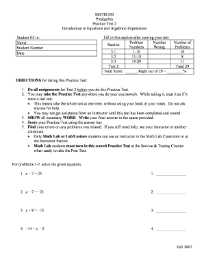 Prealgebra Practice Test 2