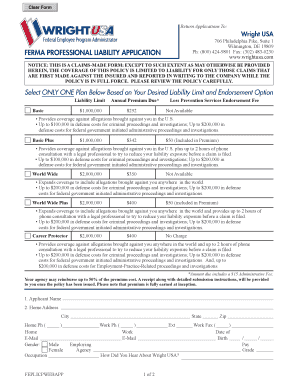 FERMA Professional Liability Application