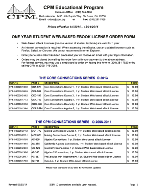 Student Web-Based eBook License Order Form