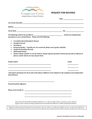 Request for Student Records
