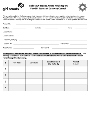 Girl Scout Bronze Award Final Report