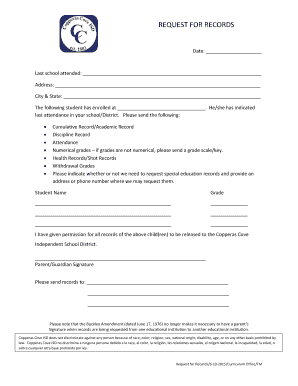 Request for Student Records