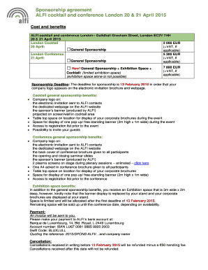 Sponsorship agreement ALFI cocktail and conference London