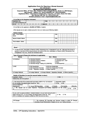Application Form for Opening a Demat Account