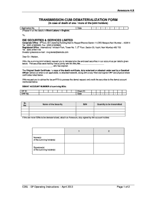 Transmission-Cum-Dematerialization Form