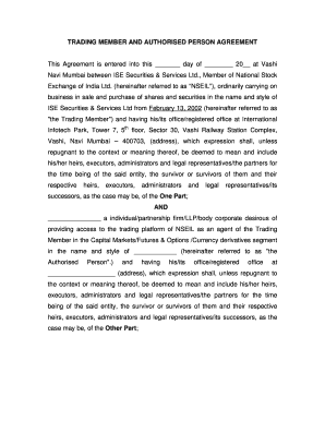 Trading Member and Authorised Person Agreement