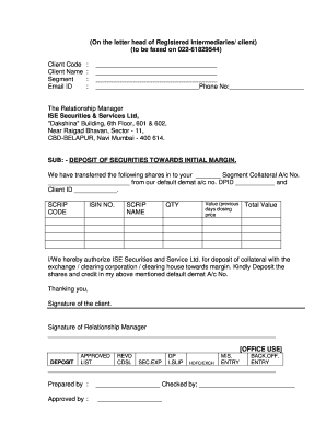 Deposit of Securities for Initial Margin