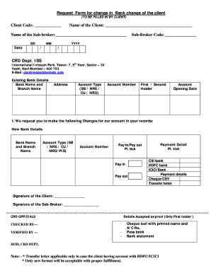 Bank Change Request Form