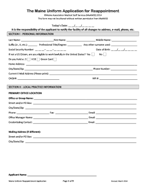Maine Uniform Application for Reappointment