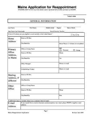 Maine Uniform Application for Reappointment