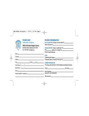 YMCA Donation Pledge Card