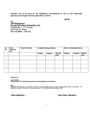 Brokerage Scheme Request Form