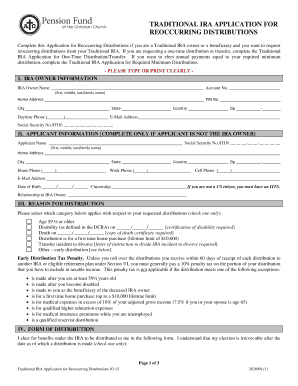 Traditional IRA Application for Reoccurring Distributions