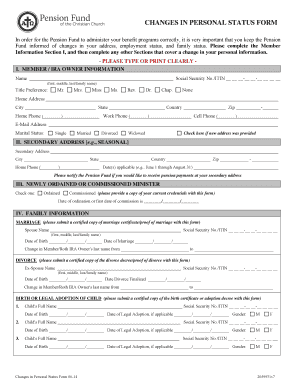 Changes in Personal Status Form
